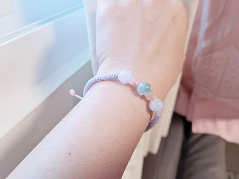 【親翠】天然翡翠 冰飄花蘑菇初春玉米結手環