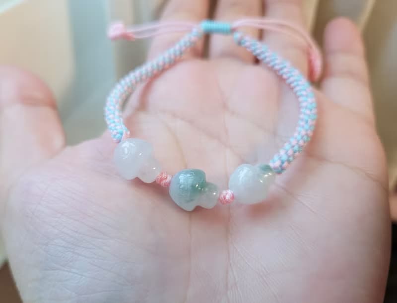 【親翠】天然翡翠 冰飄花蘑菇初春玉米結手環