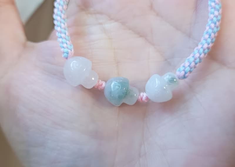 【親翠】天然翡翠 冰飄花蘑菇初春玉米結手環