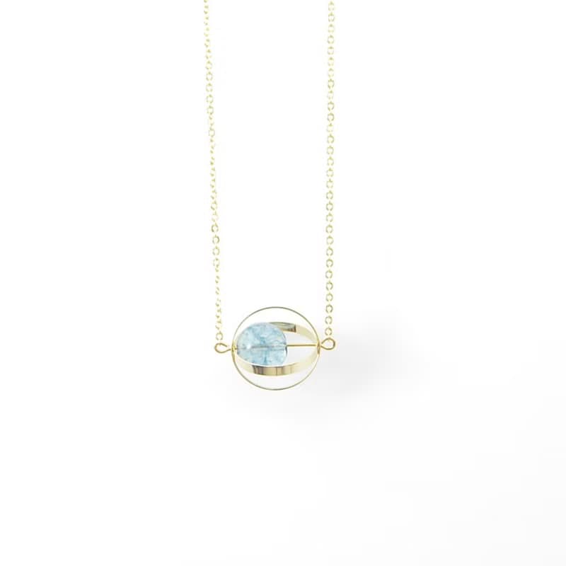 藍藍星球。宇宙。金環。藍水晶。項鍊 Blue Blue Planet。Galaxy。Golden Ring。Kyanite。Necklace。生日禮物。閨蜜禮物。姐妹禮物