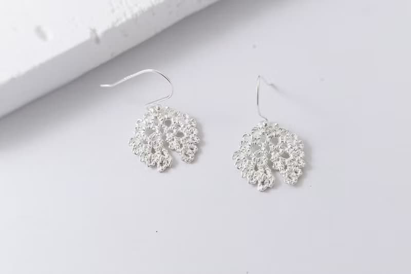 │蕾絲編織│ 手工耳飾 925純銀 雀屏花紋 【羽屏】