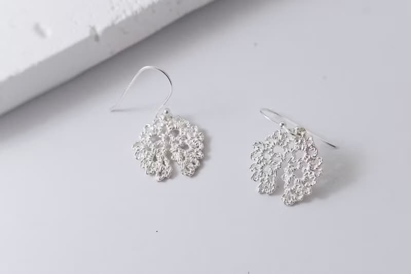 │蕾絲編織│ 手工耳飾 925純銀 雀屏花紋 【羽屏】