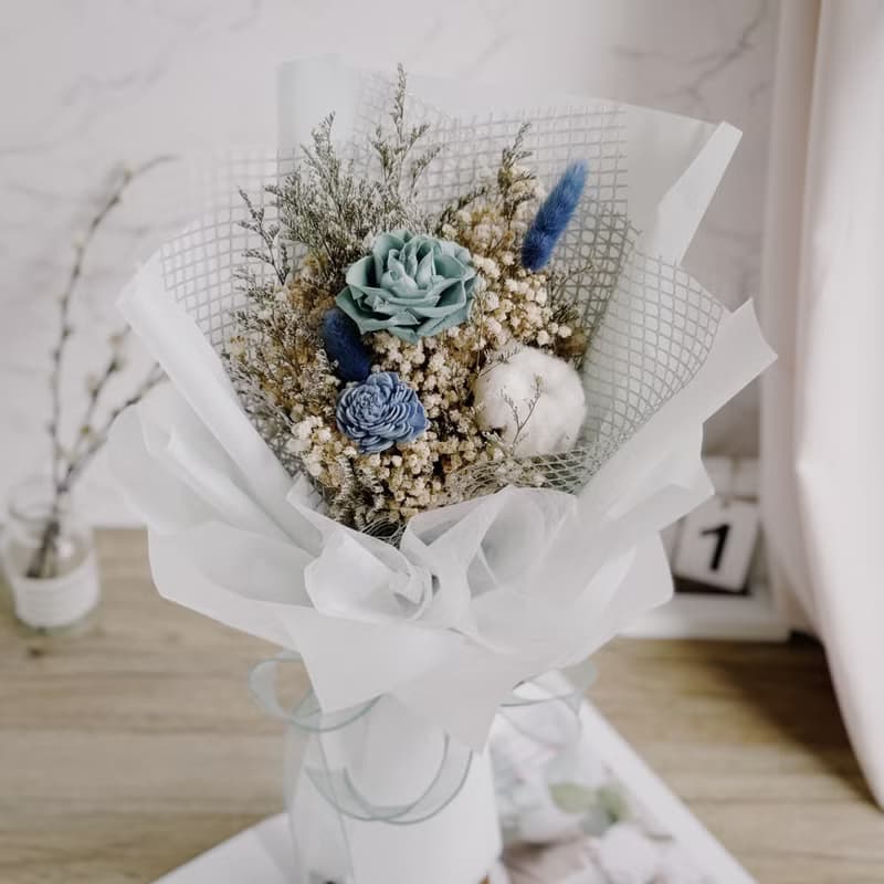 單朵永生玫瑰花束(紫.藍色多色可挑選) 情人節 教師節 生日禮物