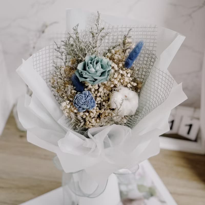 單朵永生玫瑰花束(紫.藍色多色可挑選) 情人節 教師節 生日禮物