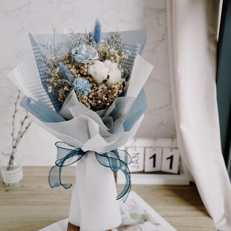 單朵永生玫瑰花束(紫.藍色多色可挑選) 情人節 教師節 生日禮物