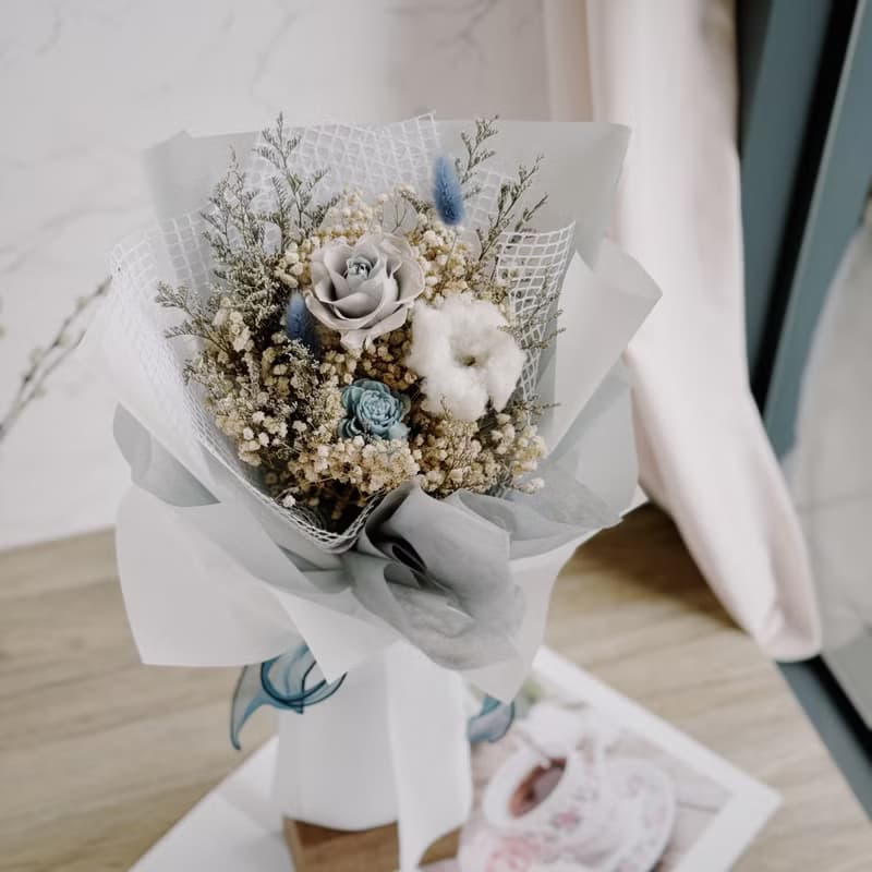 單朵永生玫瑰花束(紫.藍色多色可挑選) 情人節 教師節 生日禮物