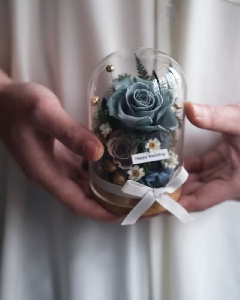 畢業禮物/索拉太陽花/永生花玫瑰花玻璃盅/共7款/乾燥花/生日禮物