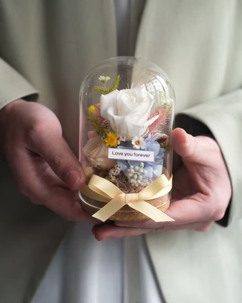畢業禮物/索拉太陽花/永生花玫瑰花玻璃盅/共7款/乾燥花/生日禮物