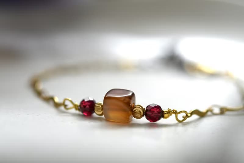 一顆咖啡凍│玉髓‧ 紫牙烏│黃銅手鍊