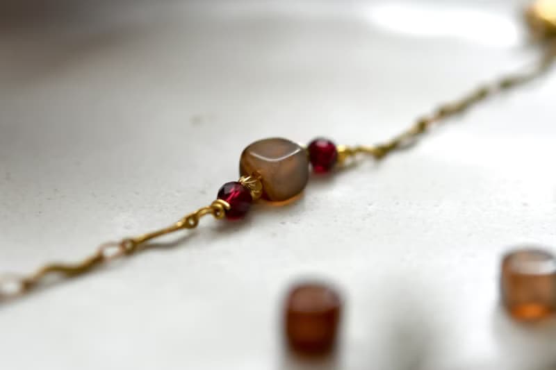 一顆咖啡凍│玉髓‧ 紫牙烏│黃銅手鍊