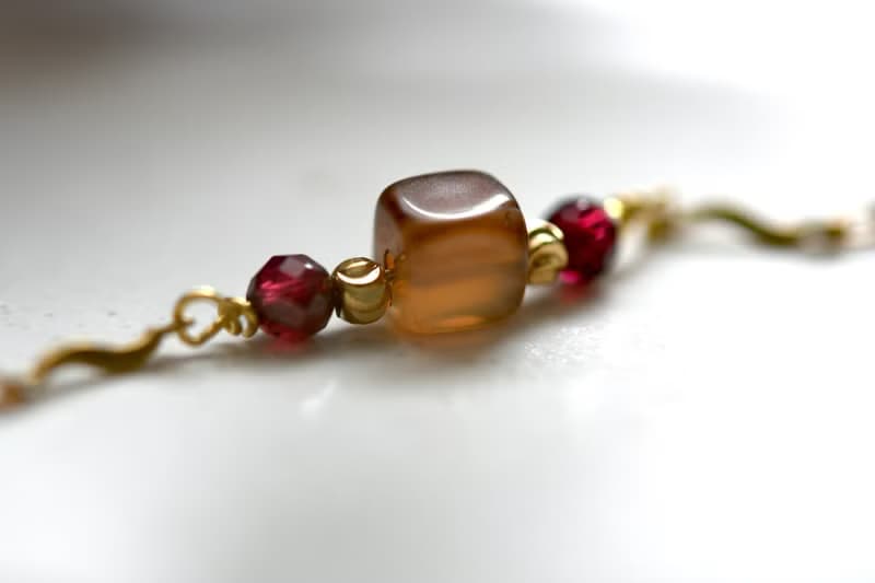 一顆咖啡凍│玉髓‧ 紫牙烏│黃銅手鍊