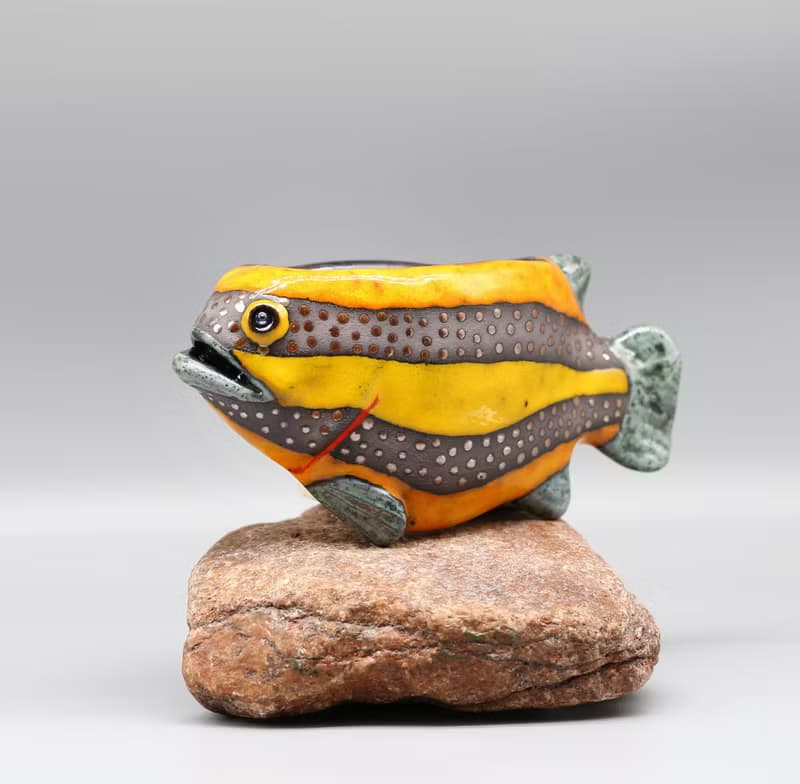 Handmade Ceramic Wall Vase – Colorful Fish Design