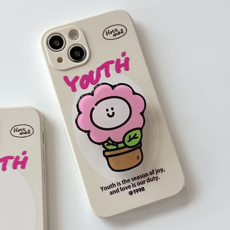 Pink flowerpot grip smartphone acrylic smart tok