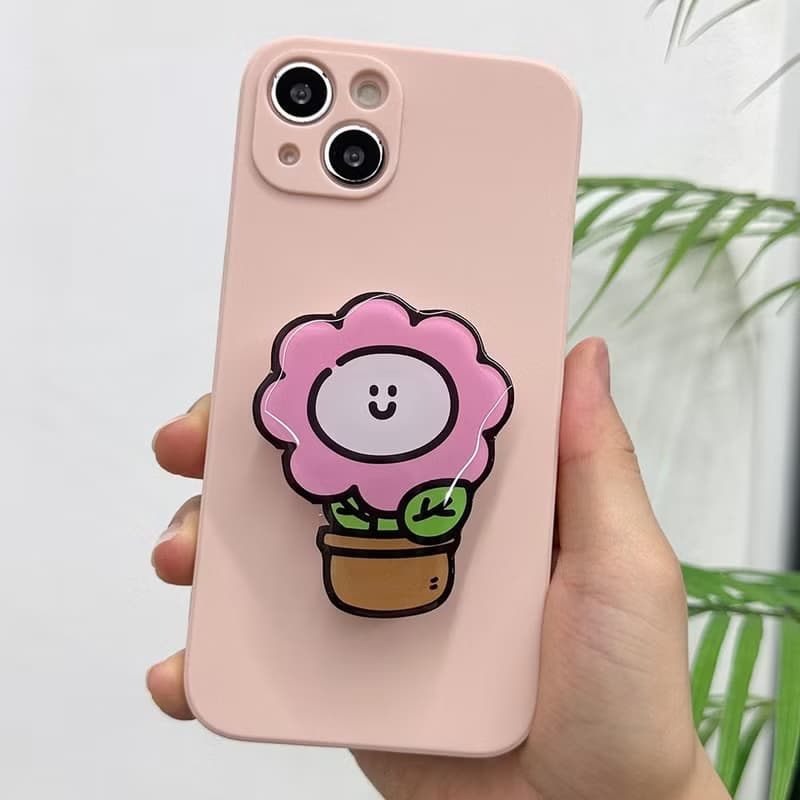 Pink flowerpot grip smartphone acrylic smart tok