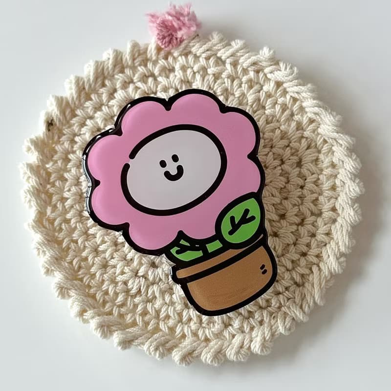 Pink flowerpot grip smartphone acrylic smart tok