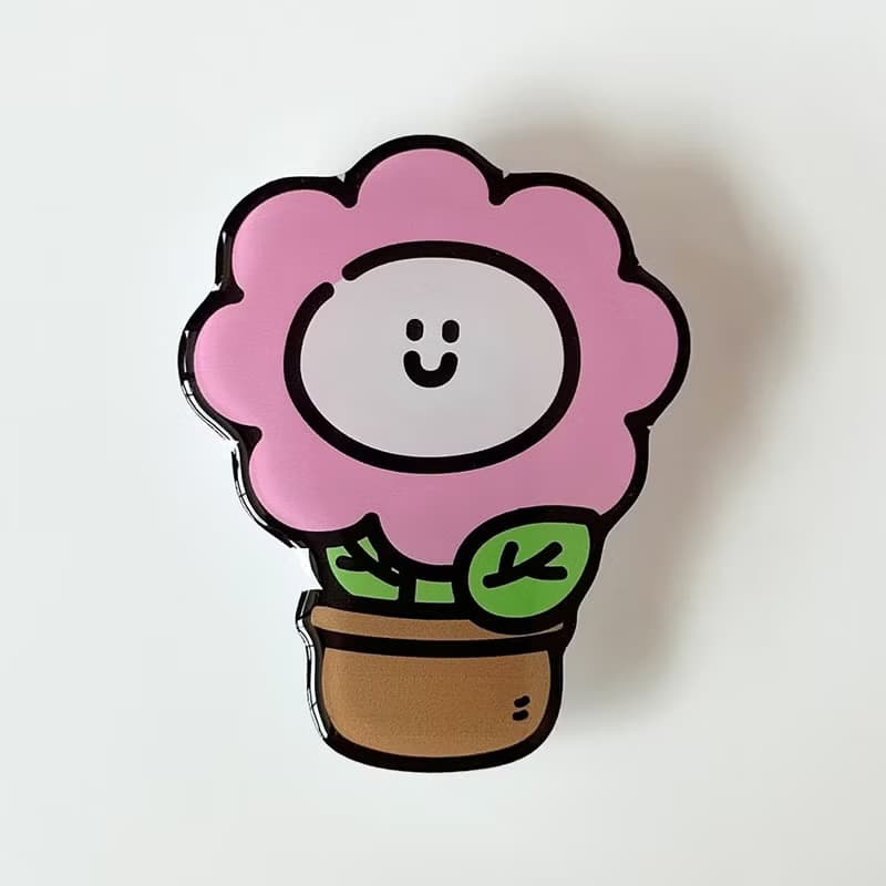 Pink flowerpot grip smartphone acrylic smart tok
