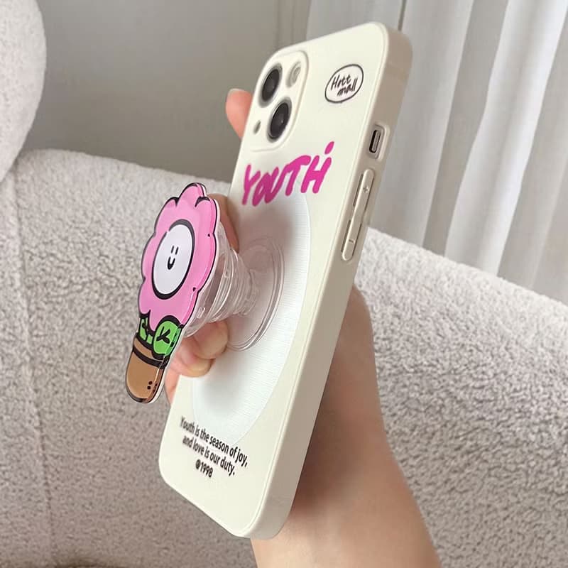 Pink flowerpot grip smartphone acrylic smart tok