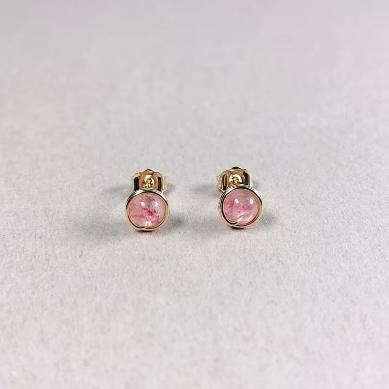 草莓晶耳釘耳環 / 14KGF / 925純銀 / 天然石