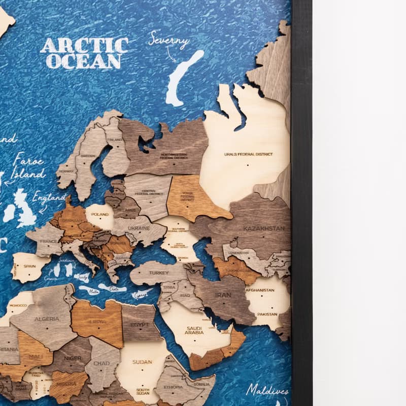 3D Wooden Map, World Map, 5th Anniversary Gift, Framed Wall Art, Christmas Gift