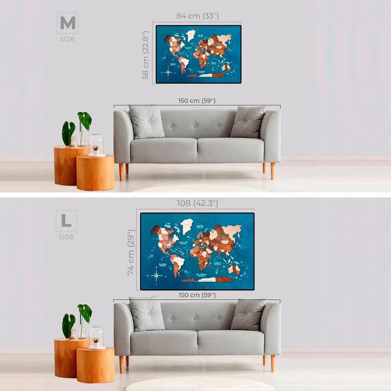 3D Wooden Map, World Map, 5th Anniversary Gift, Framed Wall Art, Christmas Gift