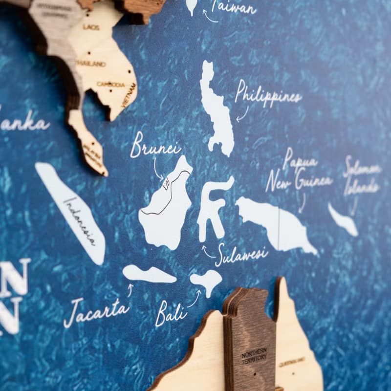 3D Wooden Map, World Map, 5th Anniversary Gift, Framed Wall Art, Christmas Gift