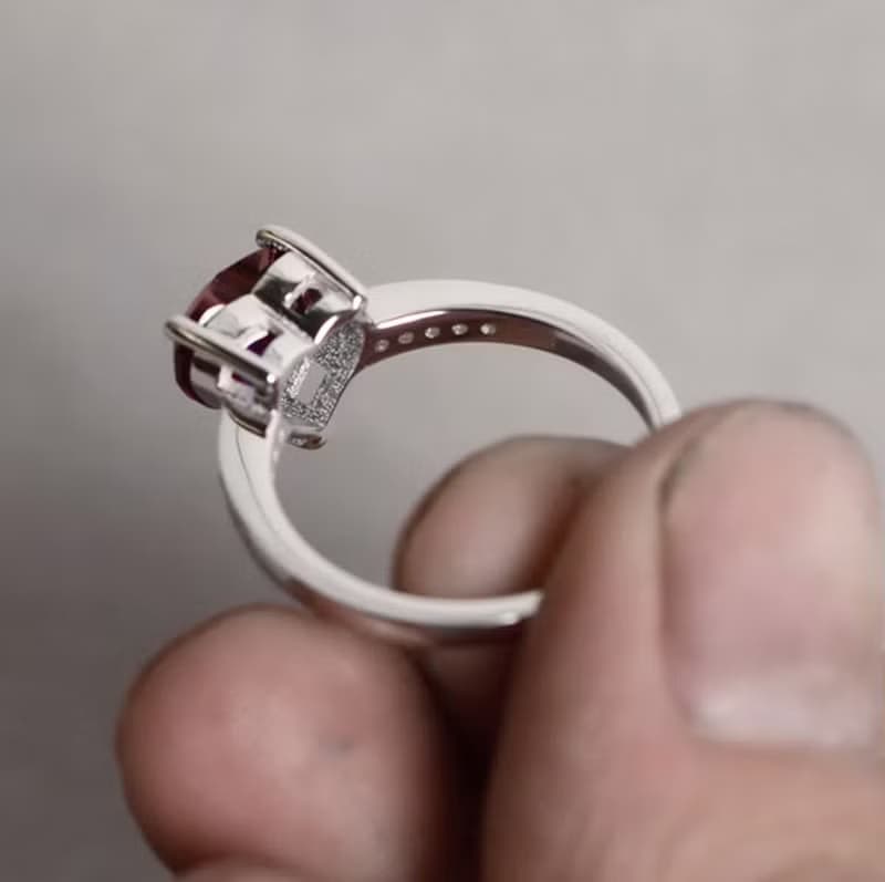 Heart Natural ruby ring silver sterling size 7.0 free resize