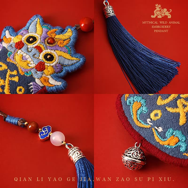 手工繡刺繡手工diy製作貔貅資料包自繡護身符平安福送男友