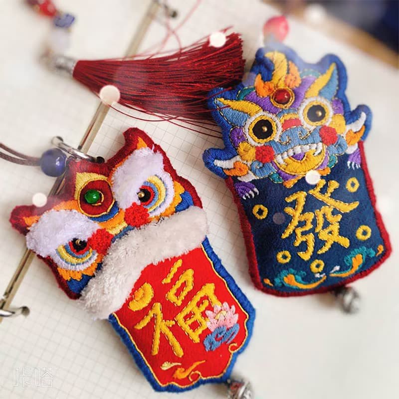 手工繡刺繡手工diy製作貔貅資料包自繡護身符平安福送男友