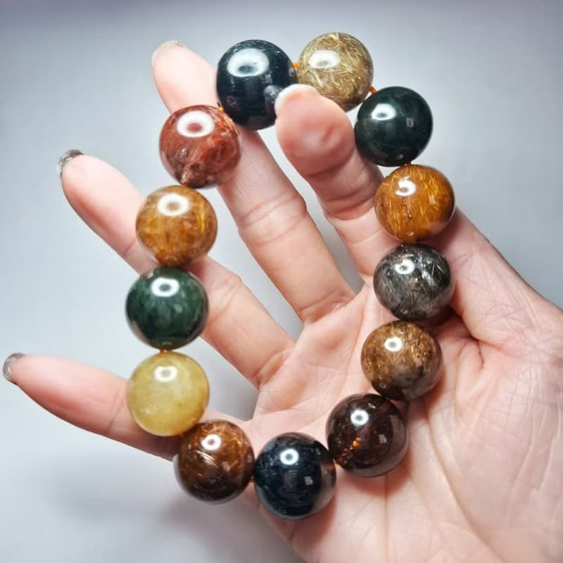 天然水晶 大MM數多寶髮晶手鍊 | 王者氣場 × 極致能量 WB020