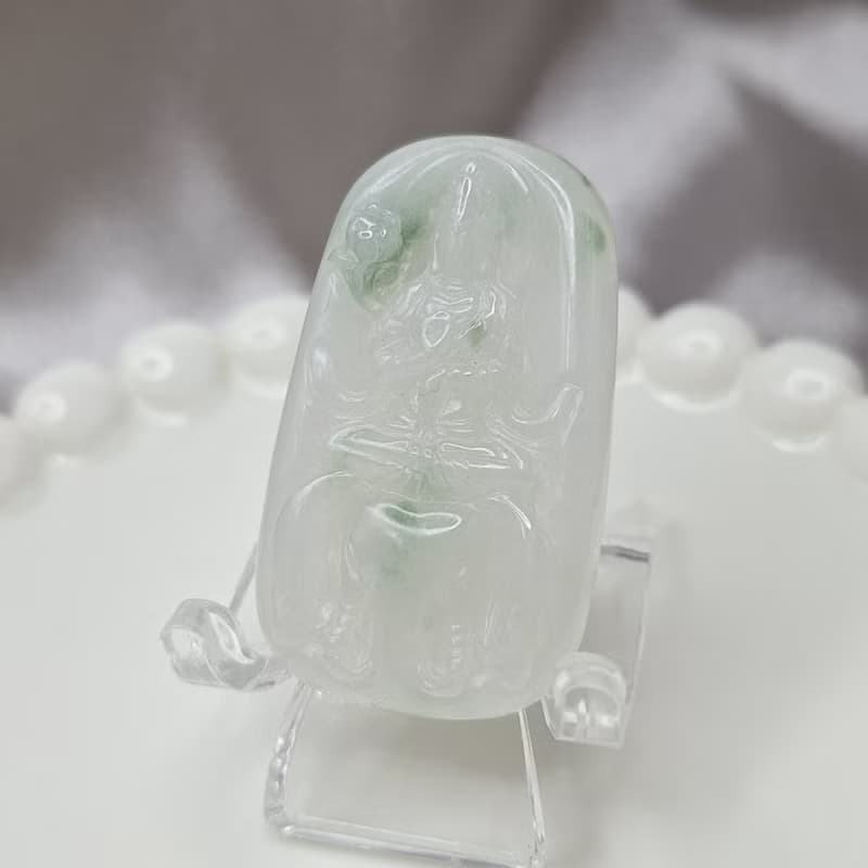 冰潤飄 花普賢菩薩吊墜 生肖龍蛇守護神 | 天然緬甸玉A貨翡翠