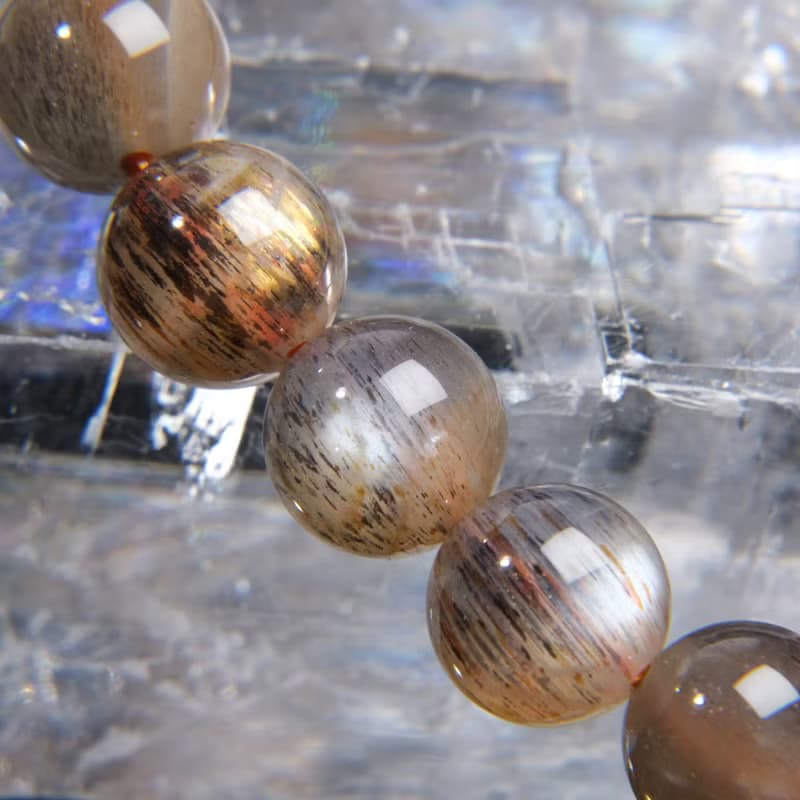 一圖一物│#629 8.5mm 黑金太陽石水晶手鍊 開運招財 辟邪轉運