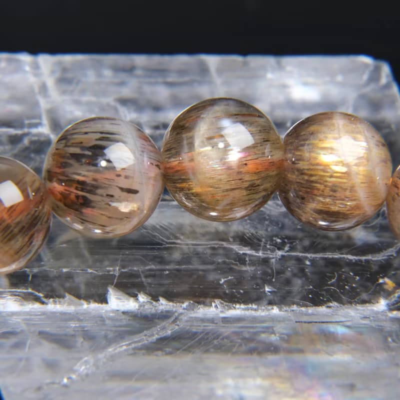 一圖一物│#629 8.5mm 黑金太陽石水晶手鍊 開運招財 辟邪轉運