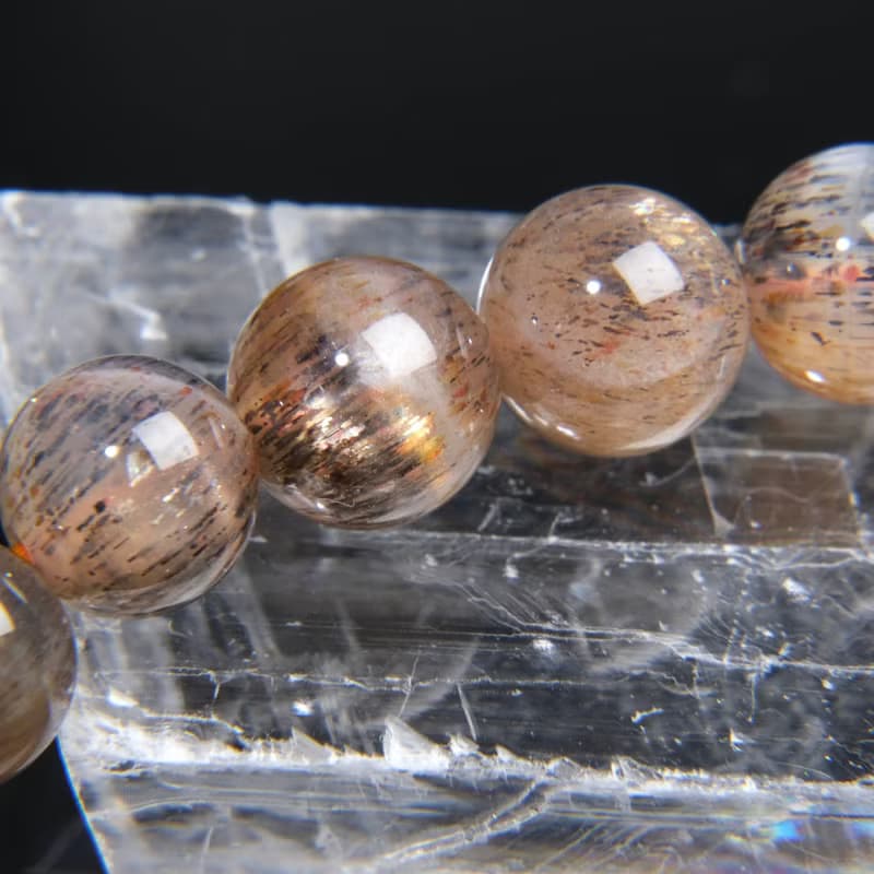 一圖一物│#629 8.5mm 黑金太陽石水晶手鍊 開運招財 辟邪轉運