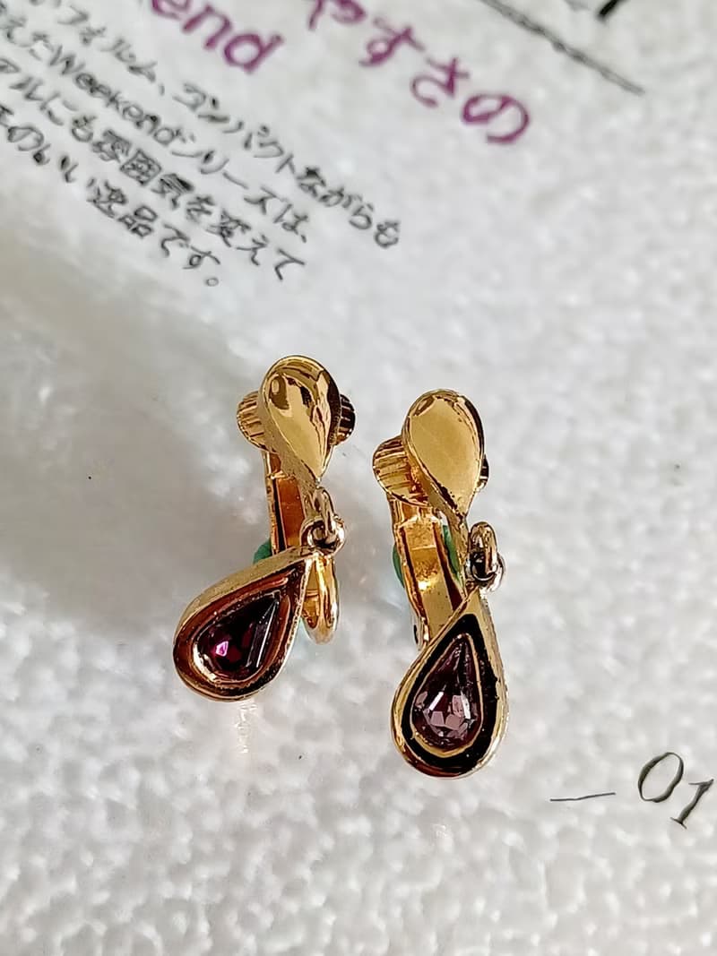 vintage jewelry  AVON  古董生日石系列 紫水晶 夾式耳環