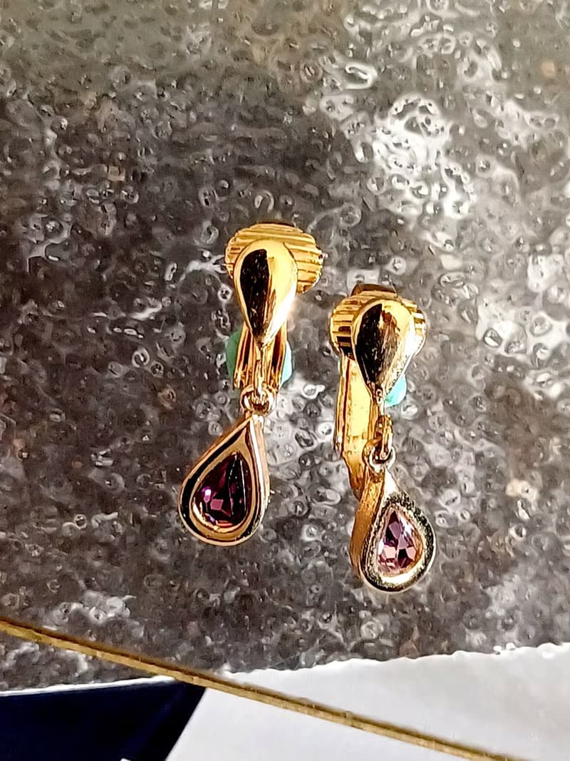 vintage jewelry  AVON  古董生日石系列 紫水晶 夾式耳環