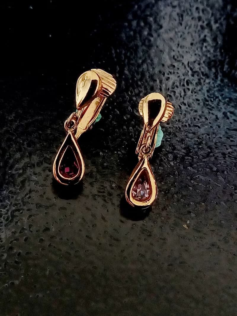 vintage jewelry  AVON  古董生日石系列 紫水晶 夾式耳環