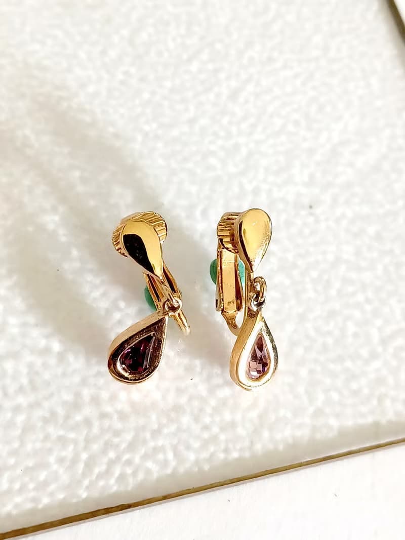 vintage jewelry  AVON  古董生日石系列 紫水晶 夾式耳環