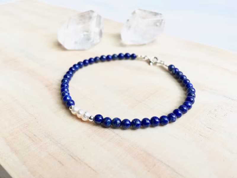 Ops Lapis lazuli Bracelet-青金石/藍色/純銀/珍珠/正能量/手鍊