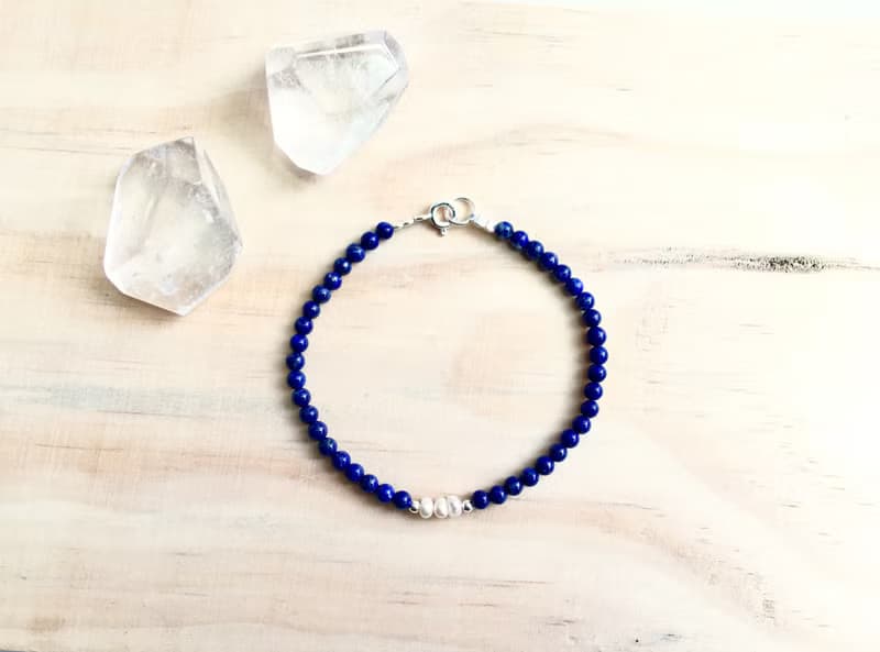 Ops Lapis lazuli Bracelet-青金石/藍色/純銀/珍珠/正能量/手鍊