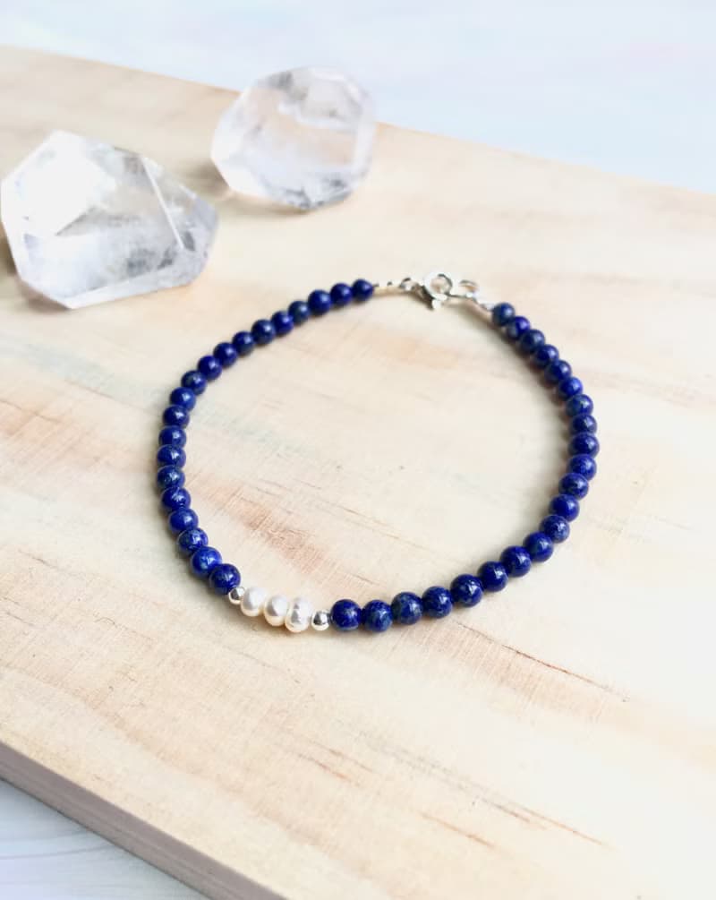 Ops Lapis lazuli Bracelet-青金石/藍色/純銀/珍珠/正能量/手鍊