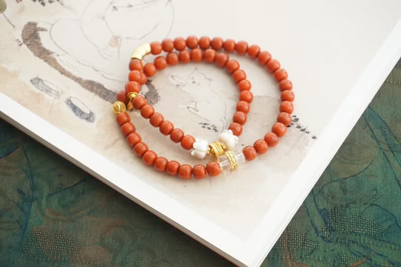 6mm天然川料南紅瑪瑙 猛獁鈴蘭花 娜娜通設計多圈手串手鍊s