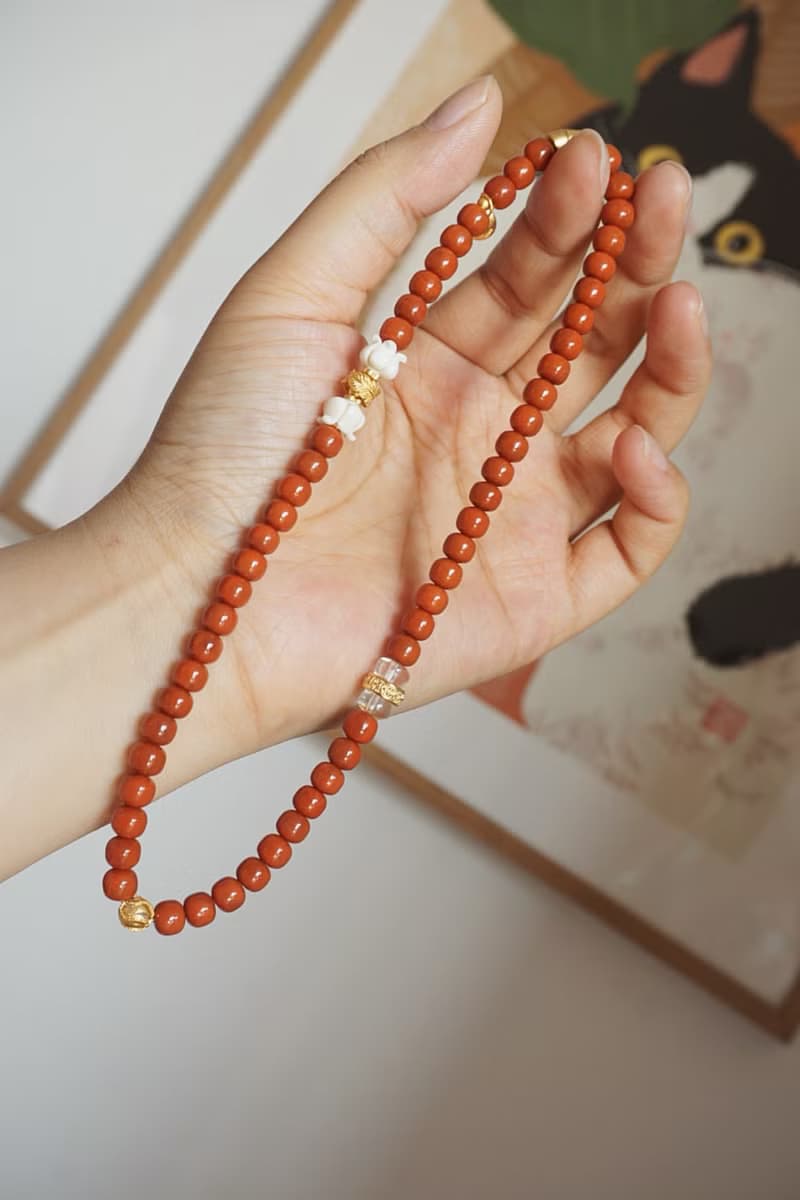 6mm天然川料南紅瑪瑙 猛獁鈴蘭花 娜娜通設計多圈手串手鍊s