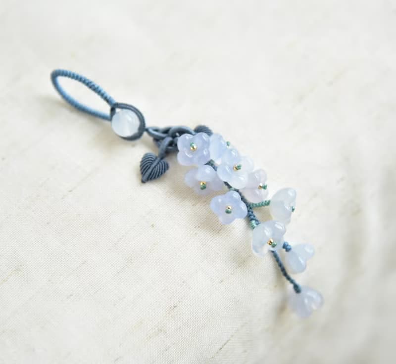 【然】天然瑪瑙蘭色漸變桂花清新浪漫多用掛飾