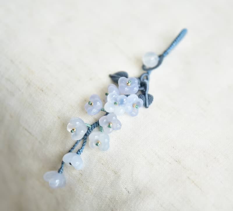 【然】天然瑪瑙蘭色漸變桂花清新浪漫多用掛飾