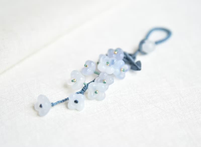 【然】天然瑪瑙蘭色漸變桂花清新浪漫多用掛飾