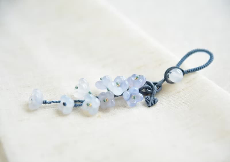 【然】天然瑪瑙蘭色漸變桂花清新浪漫多用掛飾