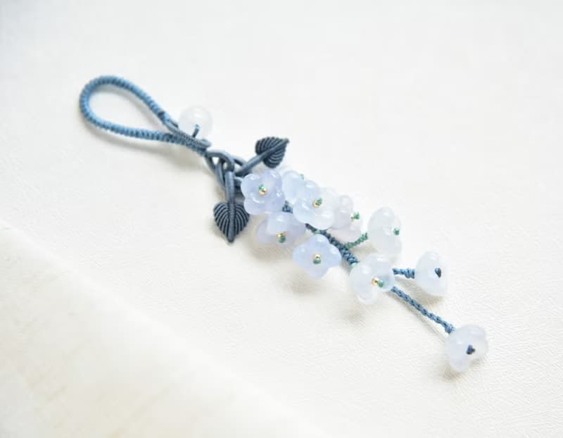 【然】天然瑪瑙蘭色漸變桂花清新浪漫多用掛飾