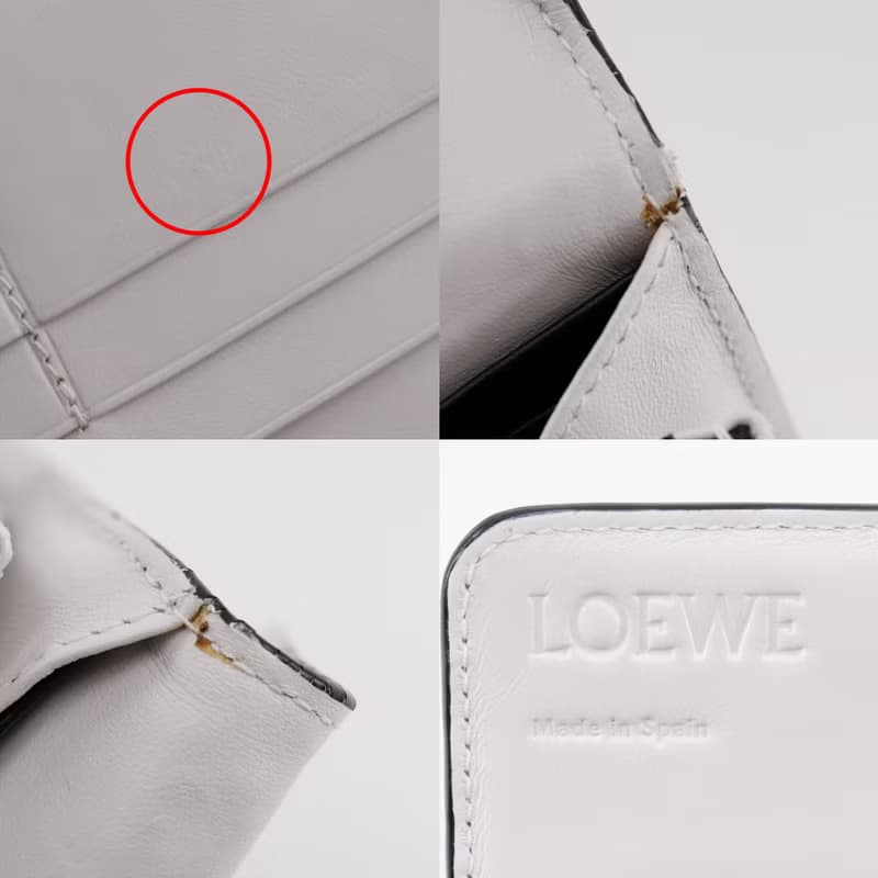 【日本直送】ロエベ LOEWE リピートアナグラム 長財布 レザー 白 ユニセックス【中古】