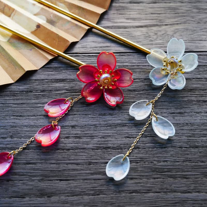 【墨徽閣】櫻花。落下髮簪-可當新手簪(共7色)