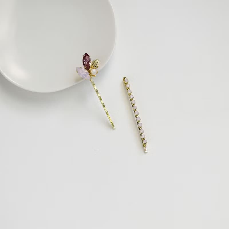 【春夏新品】紫水晶黃銅葉手工髮夾套組